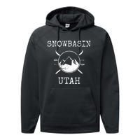 Vintage Distressed Snowbasin Utah Ski Mountain Performance Fleece Hoodie