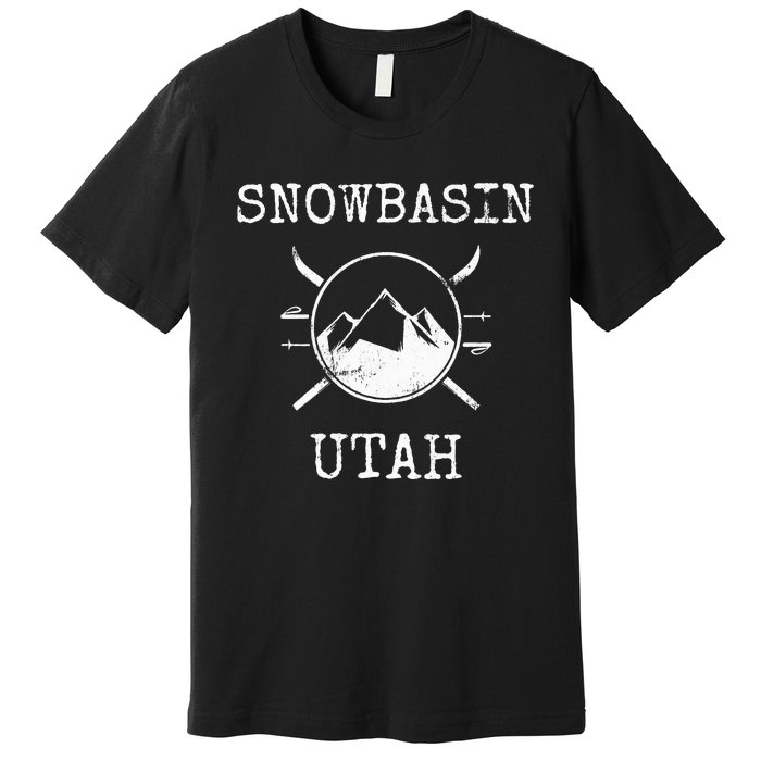 Vintage Distressed Snowbasin Utah Ski Mountain Premium T-Shirt