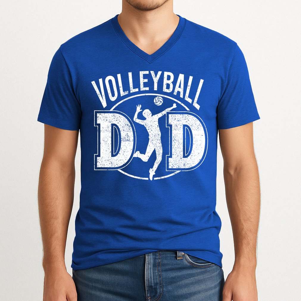 Volleyball Dad Spiking Ball Father Cool Gift V-Neck T-Shirt