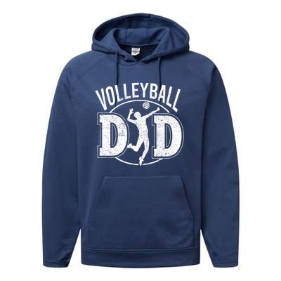 Volleyball Dad Spiking Ball Father Cool Gift Performance Fleece Hoodie