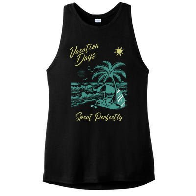 Vacation Days Spent Perfectly Beach Ladies PosiCharge Tri-Blend Wicking Tank