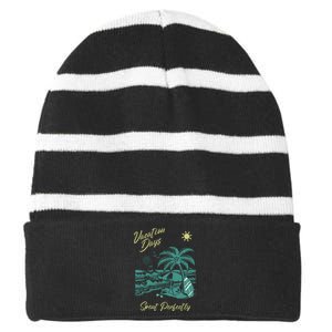 Vacation Days Spent Perfectly Beach Striped Beanie with Solid Band