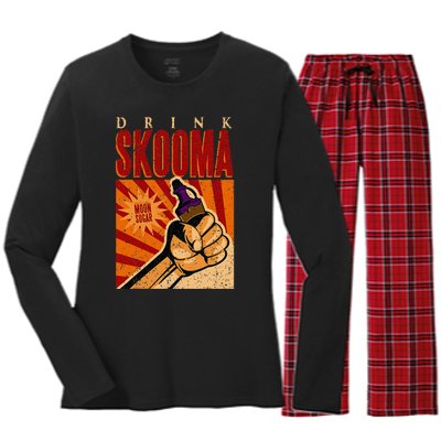 Vintage Drink Skooma Women's Long Sleeve Flannel Pajama Set 