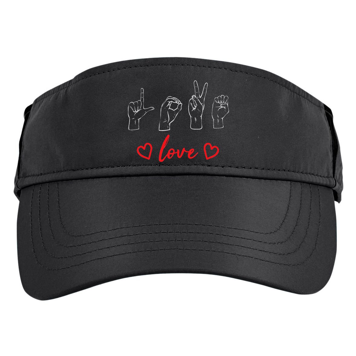 Valentine's Day Sign Language Love Finger Spelling ASL Adult Drive Performance Visor