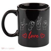 Valentine's Day Sign Language Love Finger Spelling ASL 11oz C Handle Ceramic Mug
