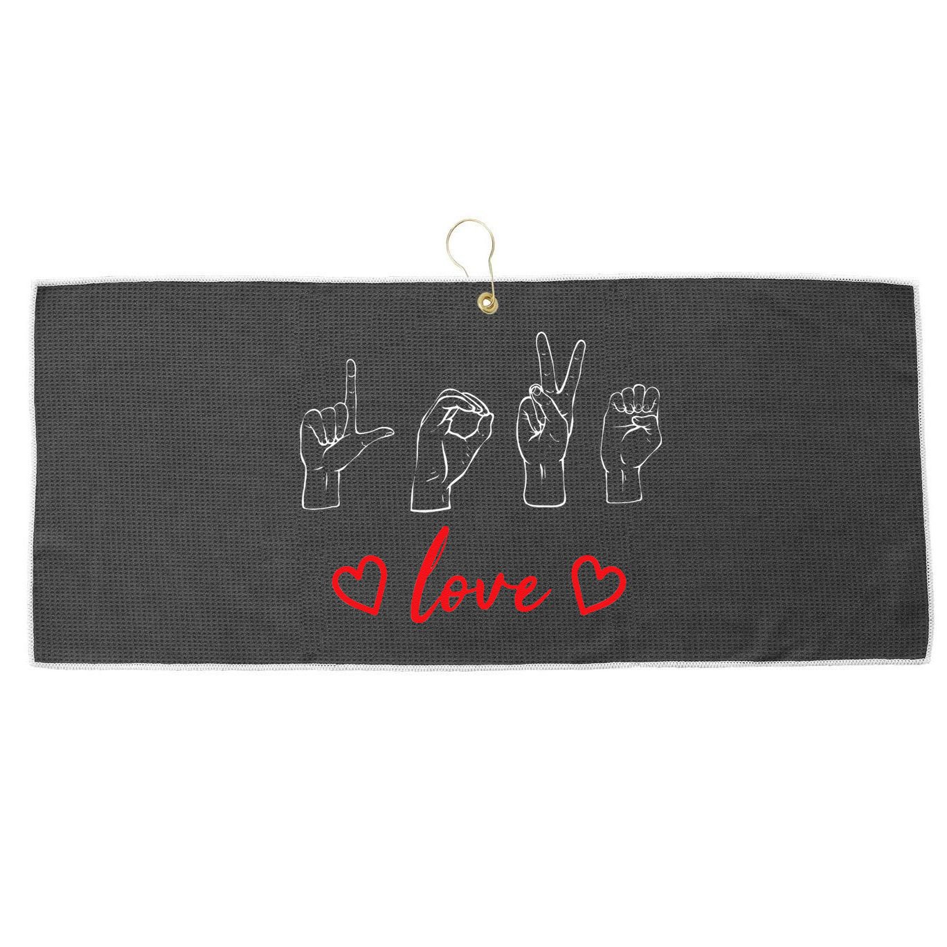 Valentine's Day Sign Language Love Finger Spelling ASL Large Microfiber Waffle Golf Towel
