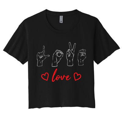 Valentine's Day Sign Language Love Finger Spelling ASL Crop Top