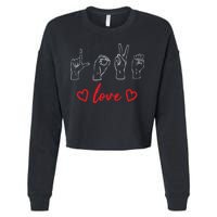 Valentine's Day Sign Language Love Finger Spelling ASL Cropped Pullover Crew