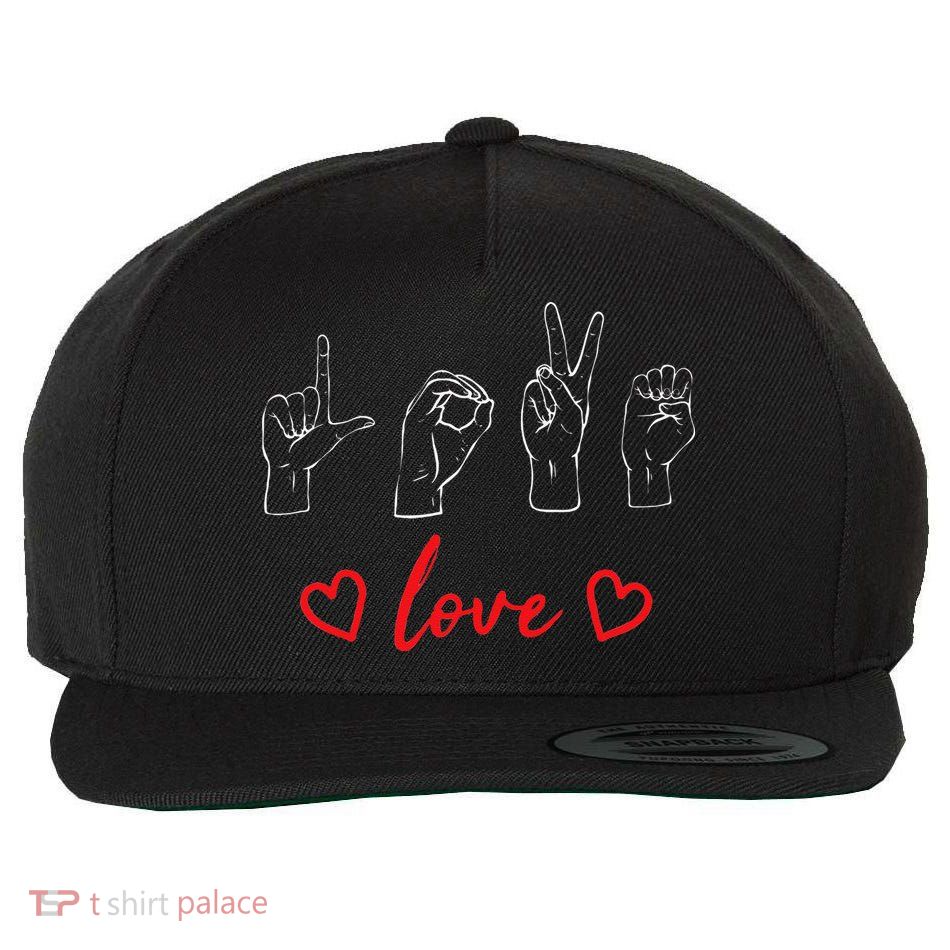 Valentine's Day Sign Language Love Finger Spelling ASL Wool Snapback Cap