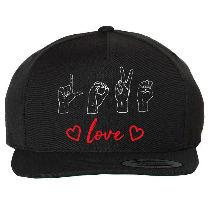 Valentine's Day Sign Language Love Finger Spelling ASL Wool Snapback Cap