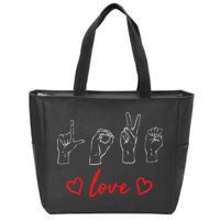 Valentine's Day Sign Language Love Finger Spelling ASL Zip Tote Bag