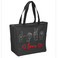 Valentine's Day Sign Language Love Finger Spelling ASL Zip Tote Bag