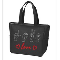 Valentine's Day Sign Language Love Finger Spelling ASL Zip Tote Bag