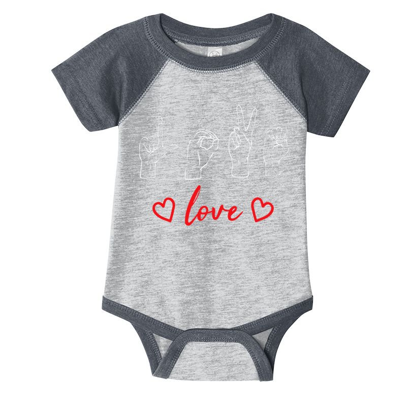 Valentine's Day Sign Language Love Finger Spelling ASL Infant Baby Jersey Bodysuit