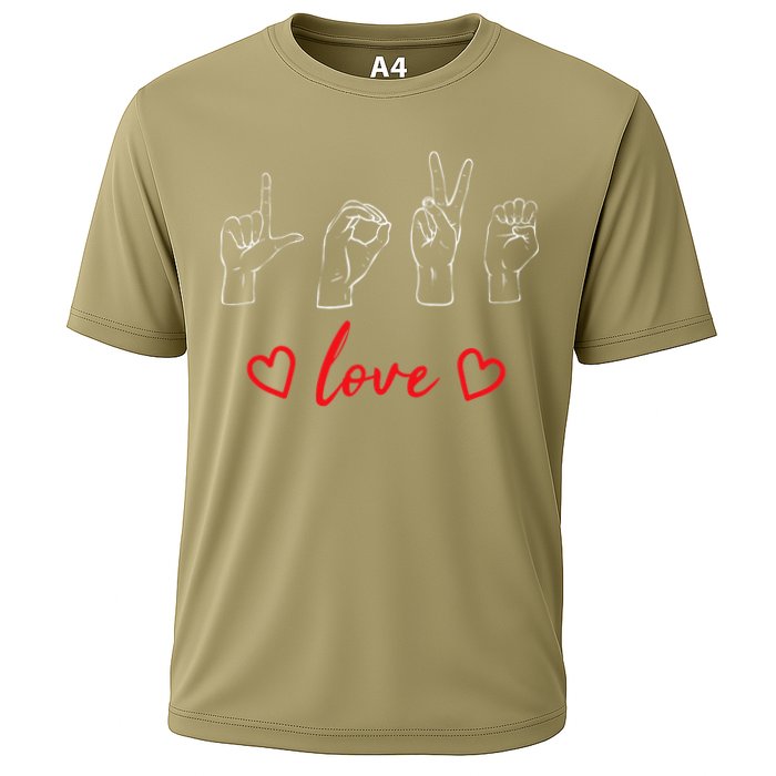 Valentine's Day Sign Language Love Finger Spelling ASL Cooling Performance Crew T-Shirt