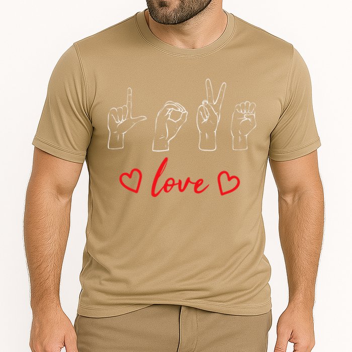 Valentine's Day Sign Language Love Finger Spelling ASL Cooling Performance Crew T-Shirt
