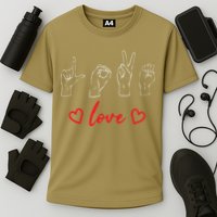 Valentine's Day Sign Language Love Finger Spelling ASL Cooling Performance Crew T-Shirt