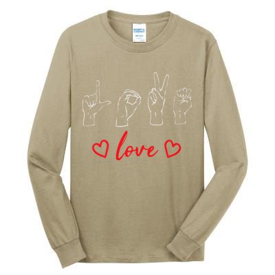 Valentine's Day Sign Language Love Finger Spelling ASL Tall Long Sleeve T-Shirt