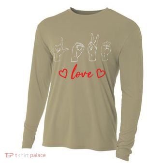 Valentine's Day Sign Language Love Finger Spelling ASL Cooling Performance Long Sleeve Crew