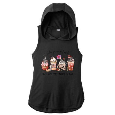 Valentines Day Skeleton Dead Inside Coffee Cafe Caffeine Gift Ladies PosiCharge Tri-Blend Wicking Draft Hoodie Tank