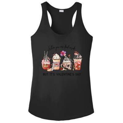 Valentines Day Skeleton Dead Inside Coffee Cafe Caffeine Gift Ladies PosiCharge Competitor Racerback Tank