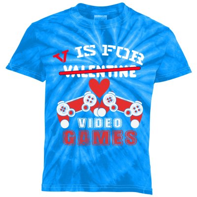 Valentines Day Son V Is For Video Games Gamer Gift Kids Tie-Dye T-Shirt