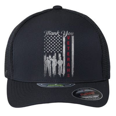 Veterans Day Thank You Veterans Proud Patriotic Usa Flag Flexfit Unipanel Trucker Cap