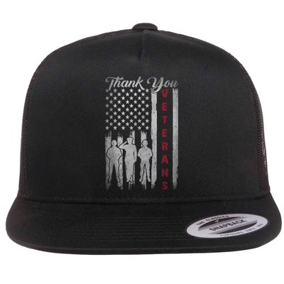 Veterans Day Thank You Veterans Proud Patriotic Usa Flag Flat Bill Trucker Hat