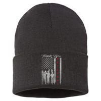 Veterans Day Thank You Veterans Proud Patriotic Usa Flag Sustainable Knit Beanie