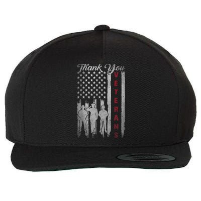 Veterans Day Thank You Veterans Proud Patriotic Usa Flag Wool Snapback Cap