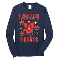 Valentines Day Teach Sweetest Little Hearts Teacher Wo Long Sleeve Shirt