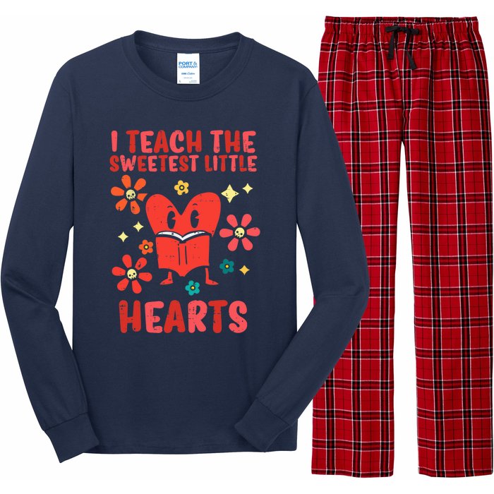 Valentines Day Teach Sweetest Little Hearts Teacher Wo Long Sleeve Pajama Set