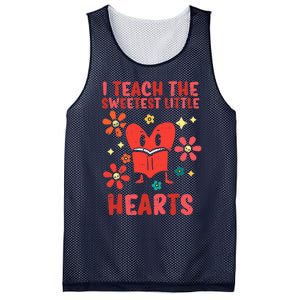 Valentines Day Teach Sweetest Little Hearts Teacher Wo Mesh Reversible Basketball Jersey Tank