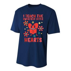 Valentines Day Teach Sweetest Little Hearts Teacher Wo Performance Sprint T-Shirt