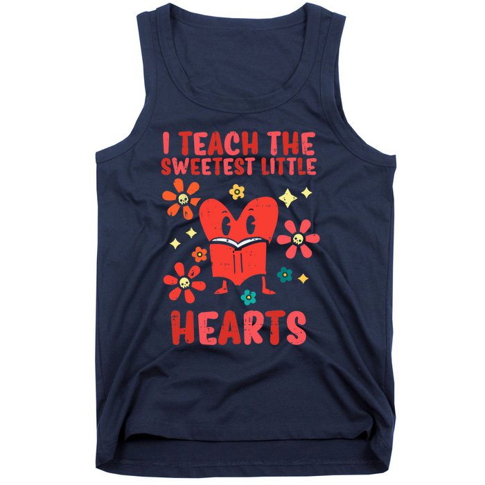 Valentines Day Teach Sweetest Little Hearts Teacher Wo Tank Top