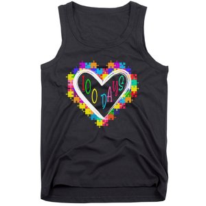 Valentines Day Teacher Autism awareness 100 days Heart Tank Top