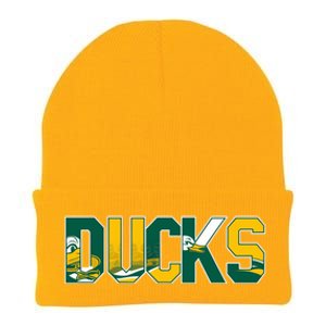 Vibrant Ducks Text Bold And Playful Design Knit Cap Winter Beanie