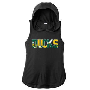 Vibrant Ducks Text Bold And Playful Design Ladies PosiCharge Tri-Blend Wicking Draft Hoodie Tank