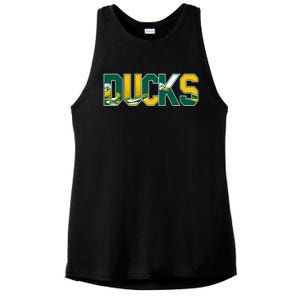 Vibrant Ducks Text Bold And Playful Design Ladies PosiCharge Tri-Blend Wicking Tank