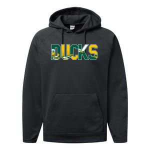 Vibrant Ducks Text Bold And Playful Design Performance Fleece Hoodie