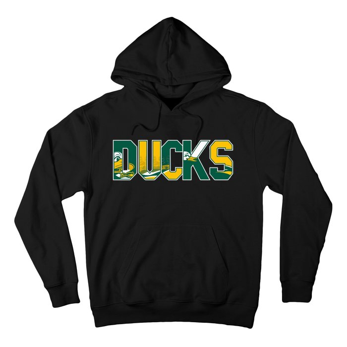 Vibrant Ducks Text Bold And Playful Design Hoodie