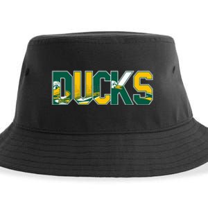 Vibrant Ducks Text Bold And Playful Design Sustainable Bucket Hat