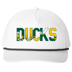 Vibrant Ducks Text Bold And Playful Design Snapback Five-Panel Rope Hat