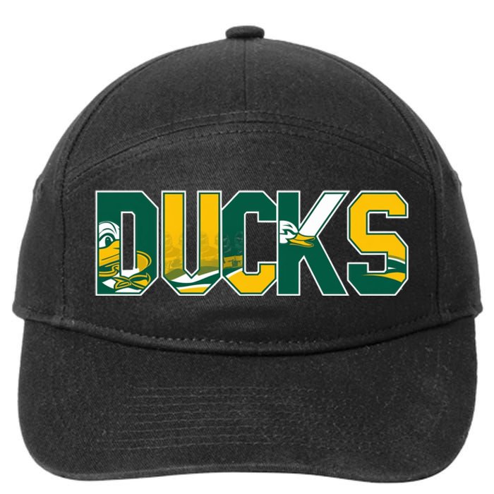 Vibrant Ducks Text Bold And Playful Design 7-Panel Snapback Hat