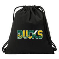 Vibrant Ducks Text Bold And Playful Design Drawstring Bag