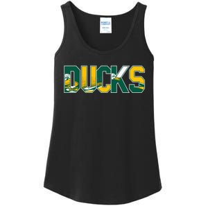 Vibrant Ducks Text Bold And Playful Design Ladies Essential Tank