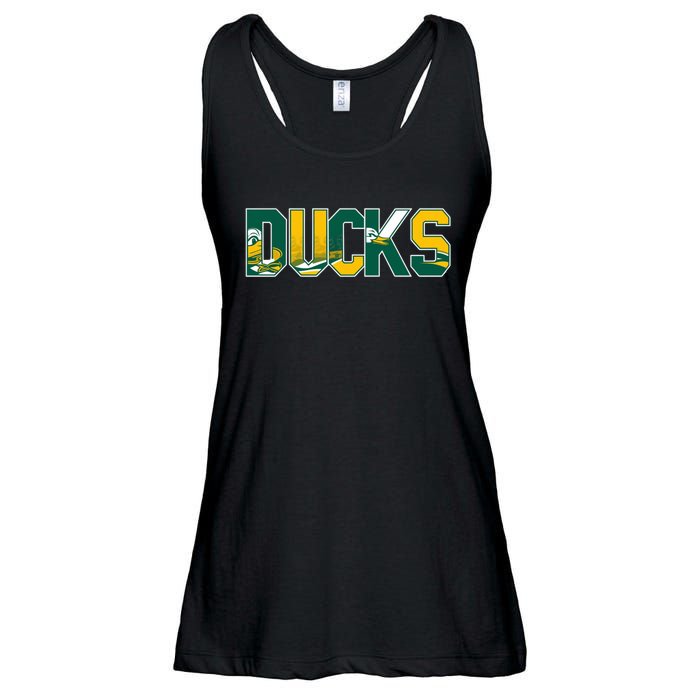 Vibrant Ducks Text Bold And Playful Design Ladies Essential Flowy Tank