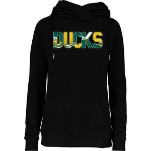 Vibrant Ducks Text Bold And Playful Design Womens Funnel Neck Pullover Hood