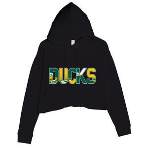 Vibrant Ducks Text Bold And Playful Design Crop Fleece Hoodie