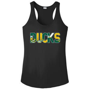 Vibrant Ducks Text Bold And Playful Design Ladies PosiCharge Competitor Racerback Tank